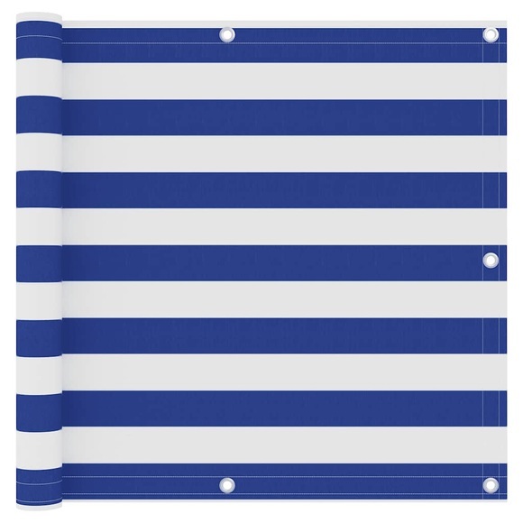 vidaXL Balkon-Sichtschutz Weiß und Blau 90x500 cm Oxford-Gewebe