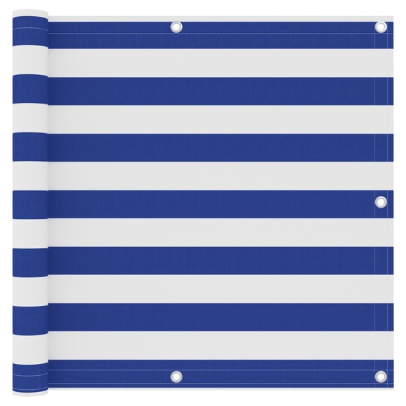 vidaXL Balkon-Sichtschutz Weiß und Blau 90x600 cm Oxford-Gewebe