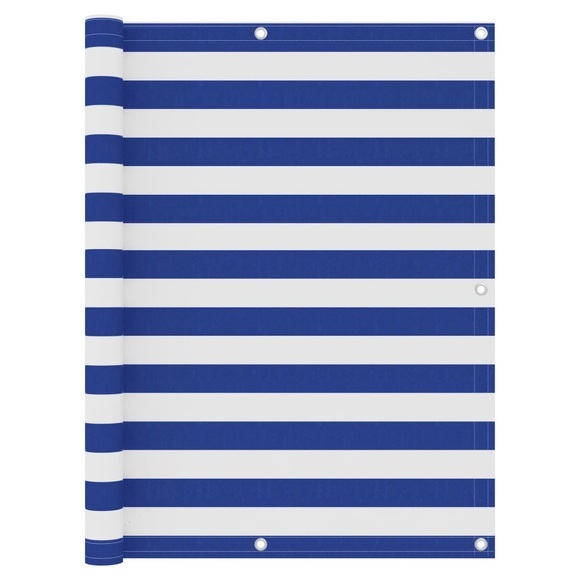 vidaXL Balkon-Sichtschutz Weiß und Blau 120x600 cm Oxford-Gewebe