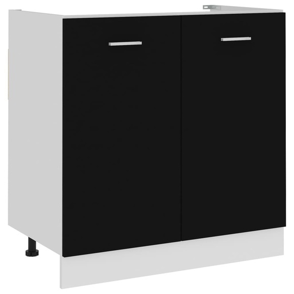 vidaXL Spülenunterschrank Schwarz 80x46x81,5 cm Spanplatte