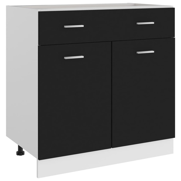 vidaXL Schubunterschrank Schwarz 80x46x81,5 cm Spanplatte