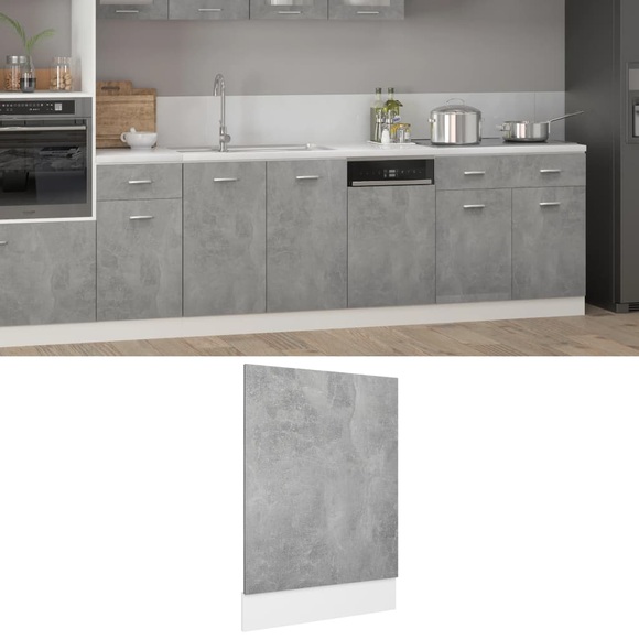 vidaXL Geschirrspülerblende Betongrau 45x3x67 cm Spanplatte