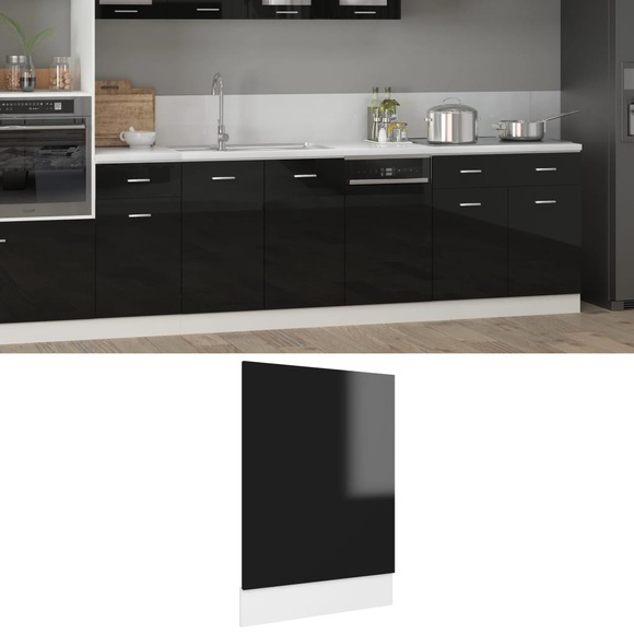 vidaXL Geschirrspülerblende Hochglanz-Schwarz 45x3x67 cm Spanplatte