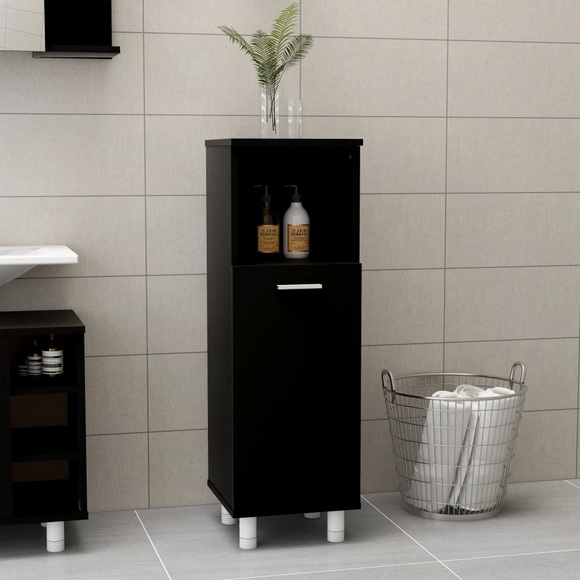 vidaXL Badezimmerschrank Schwarz 30x30x95 cm Spanplatte