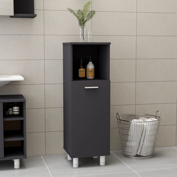 vidaXL Badezimmerschrank Grau 30x30x95 cm Spanplatte