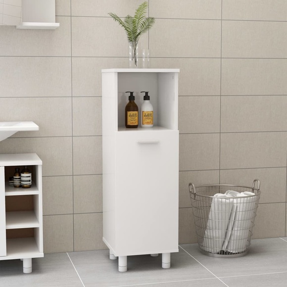 vidaXL Badezimmerschrank Hochglanz-Weiß 30x30x95 cm Spanplatte