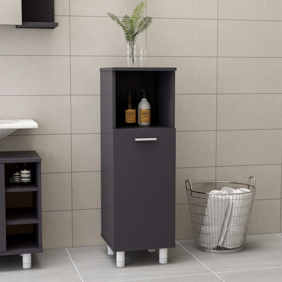 vidaXL Badezimmerschrank Hochglanz-Grau 30x30x95 cm Spanplatte