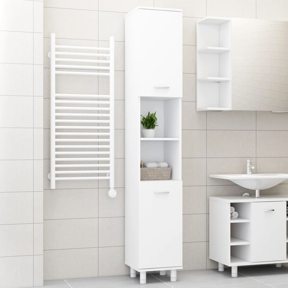 vidaXL Badezimmerschrank Weiß 30x30x179 cm Spanplatte