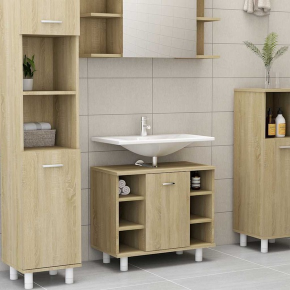 vidaXL Badezimmerschrank Sonoma-Eiche 60x32x53,5 cm Spanplatte
