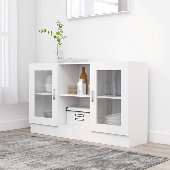 vidaXL Vitrinenschrank Weiß 120x30,5x70 cm Spanplatte