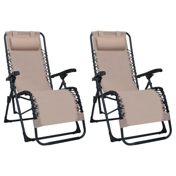 vidaXL Klappbare Liegestühle 2 Stk. Taupe Textiline