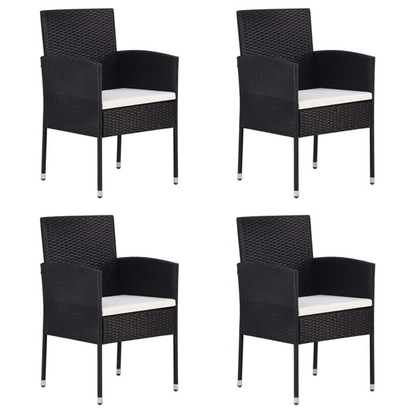 vidaXL Gartenstühle 4 Stk. Poly Rattan Schwarz