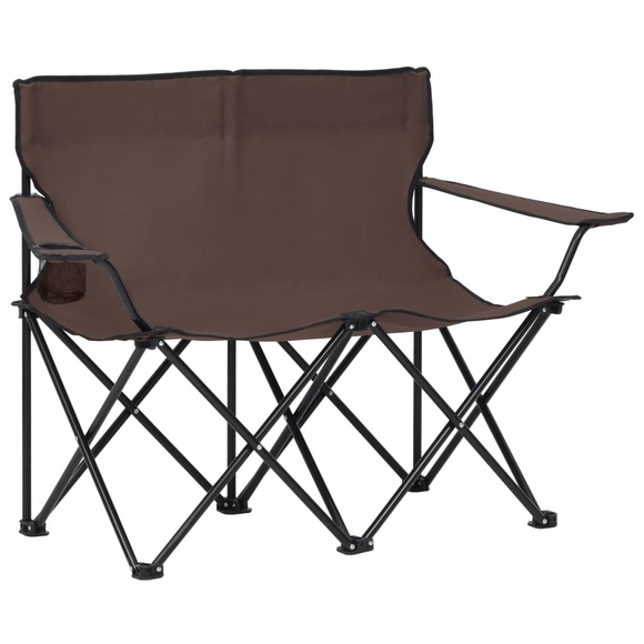 vidaXL Campingstuhl 2-Sitzer Klappbar Stahl und Stoff Taupe