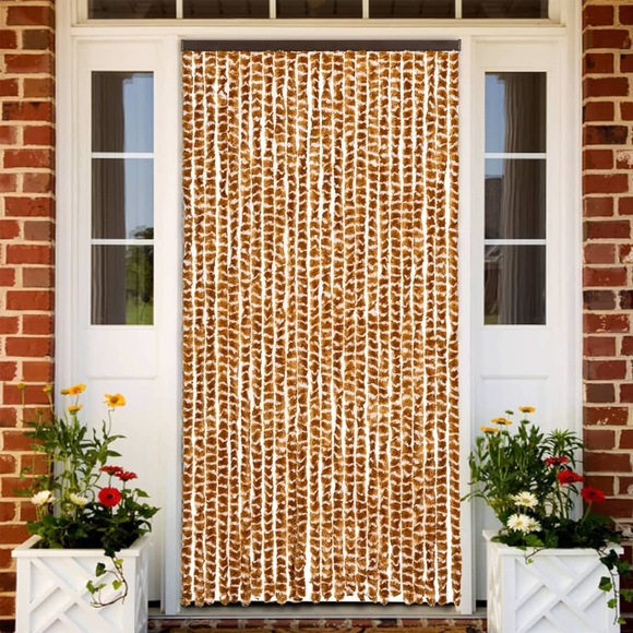 vidaXL Insektenschutz-Vorhang Ocker und Weiß 100x220 cm Chenille