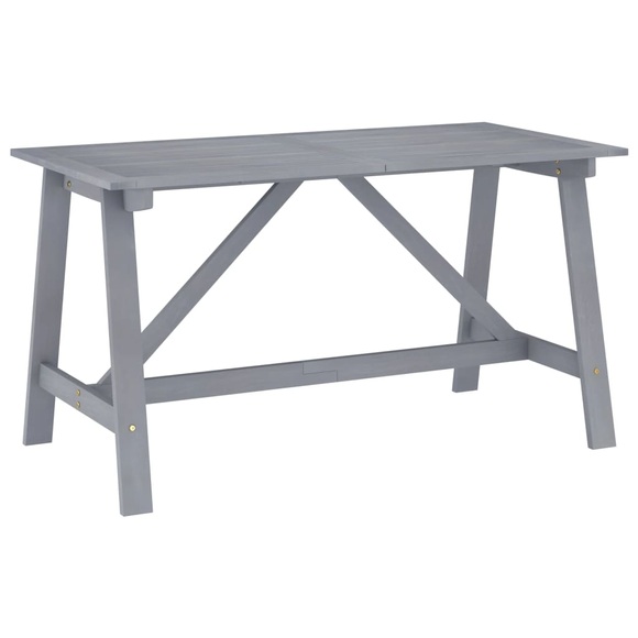 vidaXL Garten-Esstisch Grau 140x70x73,5 cm Akazie Massivholz