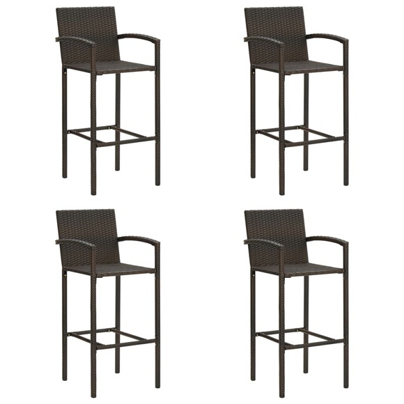 vidaXL Barhocker 4 Stk. Braun Poly Rattan