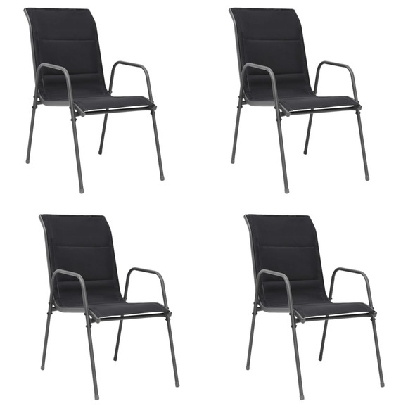 vidaXL Stapelbare Gartenstühle 4 Stk. Stahl und Textilene Schwarz