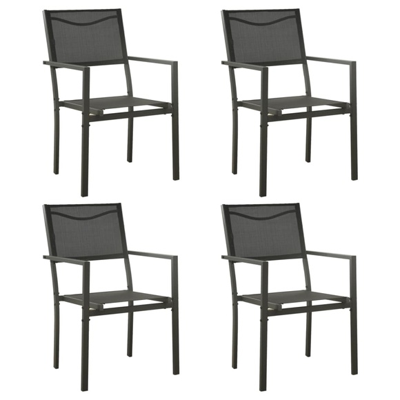 vidaXL Gartenstühle 4 Stk. Textilene und Stahl Schwarz und Anthrazit