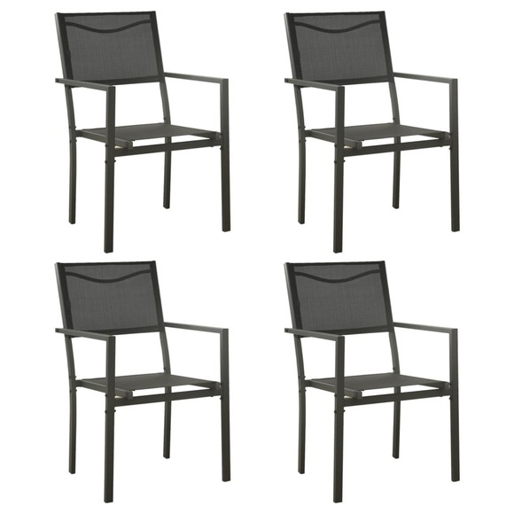 vidaXL Gartenstühle 4 Stk. Textilene und Stahl Schwarz und Anthrazit