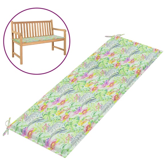 vidaXL Gartenbank-Auflage Blattmuster 150x50x4 cm Stoff