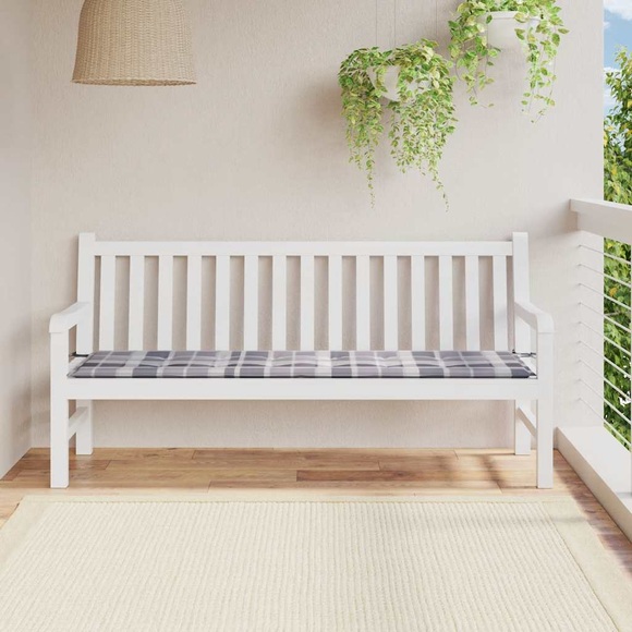 vidaXL Gartenbank-Auflage Graues Karomuster 180x50x4 cm Stoff