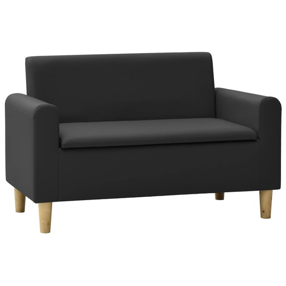 vidaXL 2-Sitzer-Kindersofa Schwarz Kunstleder