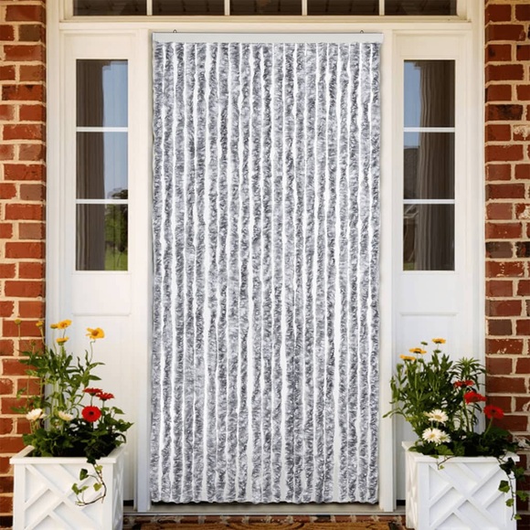 vidaXL Insektenschutz-Vorhang Weiß und Grau 90x200 cm Chenille
