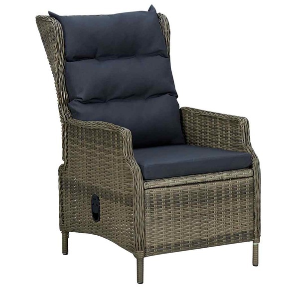 vidaXL Verstellbarer Gartensessel mit Auflagen Poly Rattan Braun