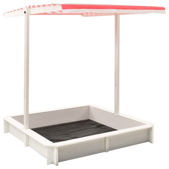 vidaXL Sandkasten mit Verstellbarem Dach Tannenholz Weiß und Rot UV50