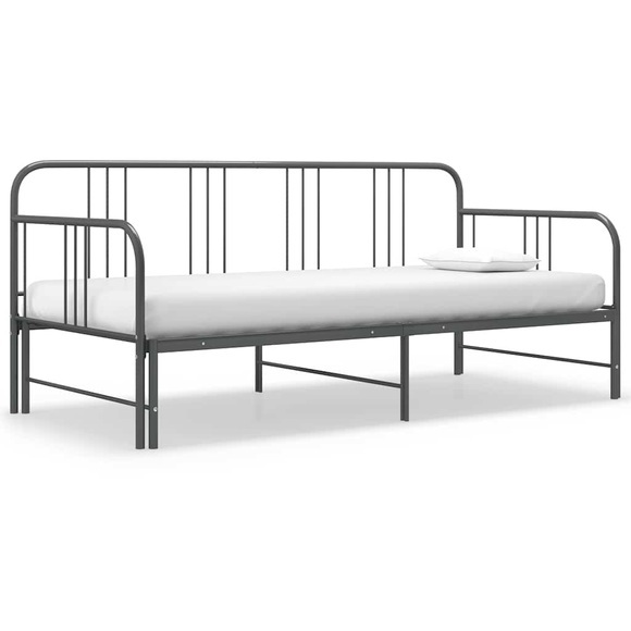 vidaXL Ausziehsofa Bettgestell Grau Metall 90x200 cm