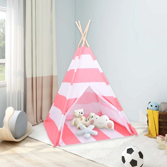 vidaXL Kinder Tipi-Zelt Tasche Pfirsichhaut Gestreift 120x120x150 cm