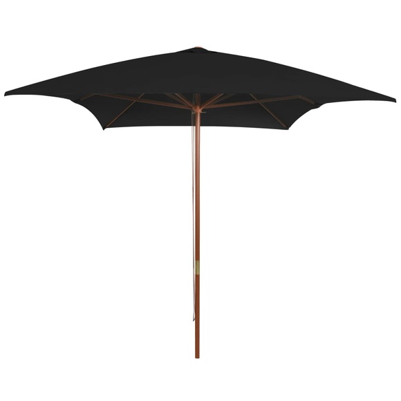 vidaXL Sonnenschirm mit Holzmast Schwarz 200x300 cm