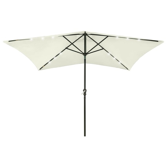 vidaXL Sonnenschirm mit LEDs und Stahl-Mast Sandfarben 2x3 m