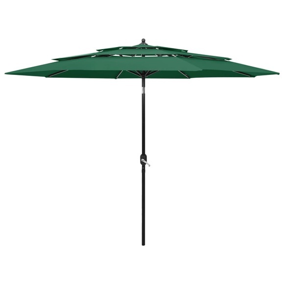 vidaXL Sonnenschirm mit Aluminium-Mast 3-lagig Grün 3 m