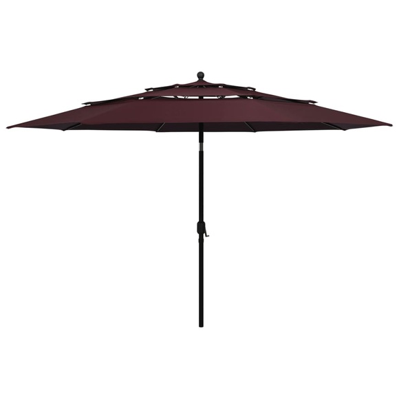 vidaXL Sonnenschirm mit Aluminium-Mast 3-lagig Bordeauxrot 3,5 m
