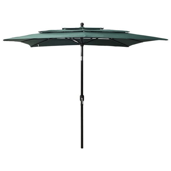 vidaXL Sonnenschirm mit Aluminium-Mast 3-lagig Grün 2,5x2,5 m