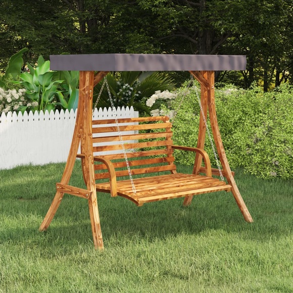 vidaXL Schaukelgestell mit Anthrazit-Dach Fichtenholz mit Teak-Finish