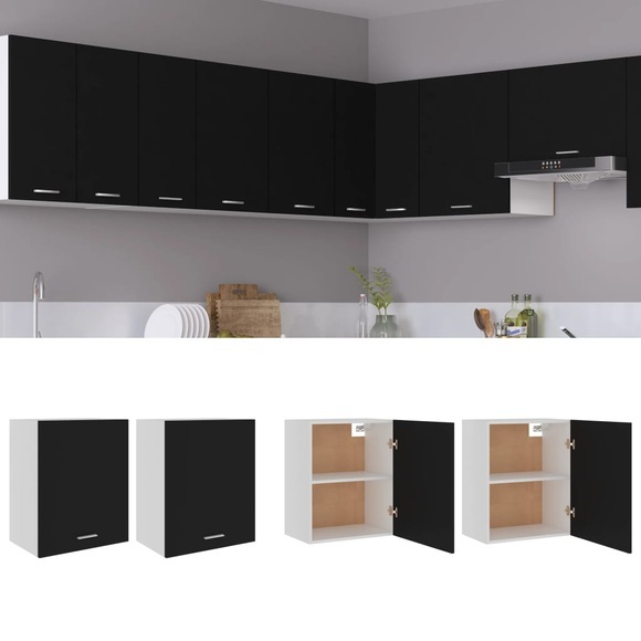 vidaXL Hängeschränke 2 Stk. Schwarz 50x31x60 cm Spanplatte