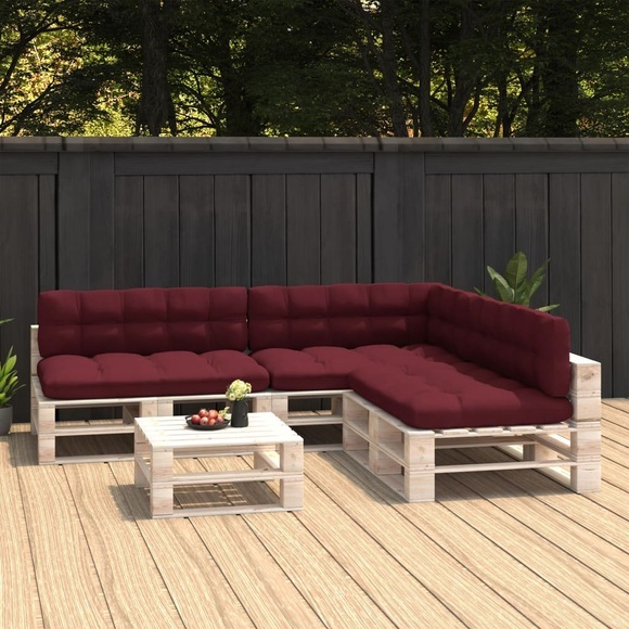 vidaXL Palettensofa-Auflagen 7 Stk. Weinrot