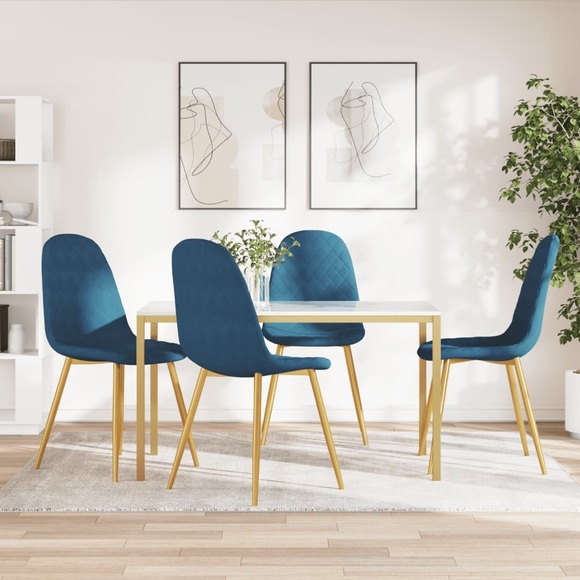 vidaXL Esszimmerstühle 4 Stk. Blau Samt