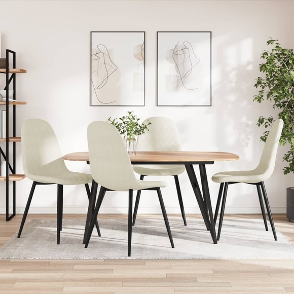vidaXL Esszimmerstühle 4 Stk. Cremeweiß Samt