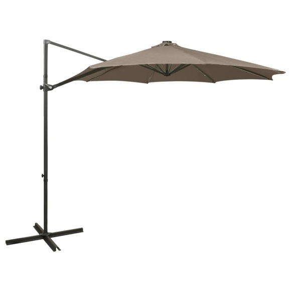 vidaXL Ampelschirm mit Mast und LED-Leuchten Taupe 300 cm