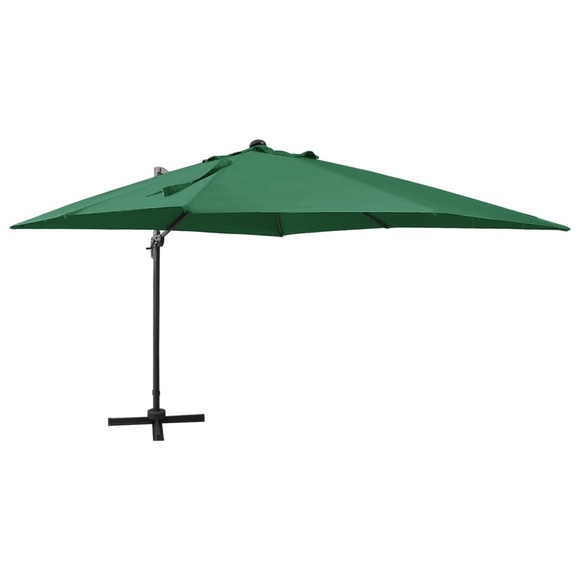vidaXL Ampelschirm mit Mast und LED-Leuchten Grün 300 cm