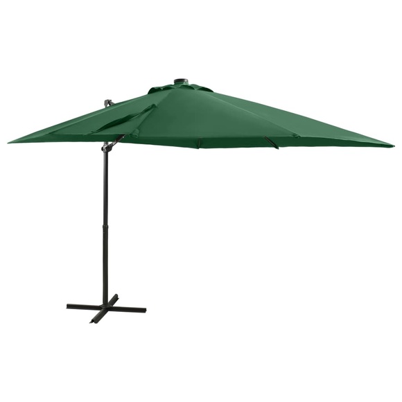 vidaXL Ampelschirm mit Mast und LED-Leuchten Grün 250 cm