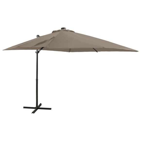 vidaXL Ampelschirm mit Mast und LED-Leuchten Taupe 250 cm