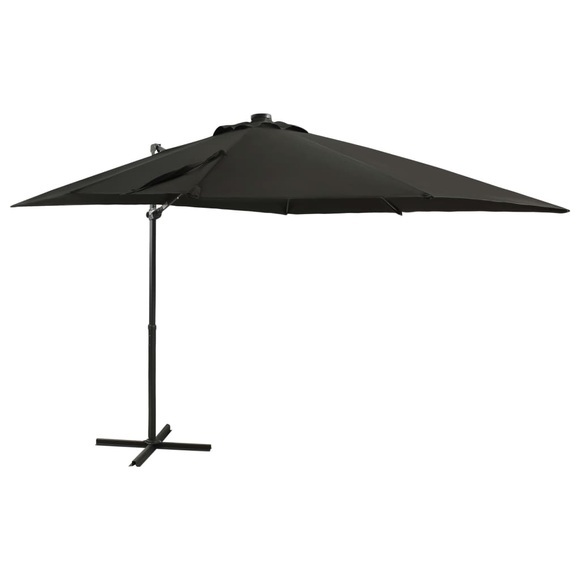 vidaXL Ampelschirm mit Mast und LED-Leuchten Schwarz 250 cm