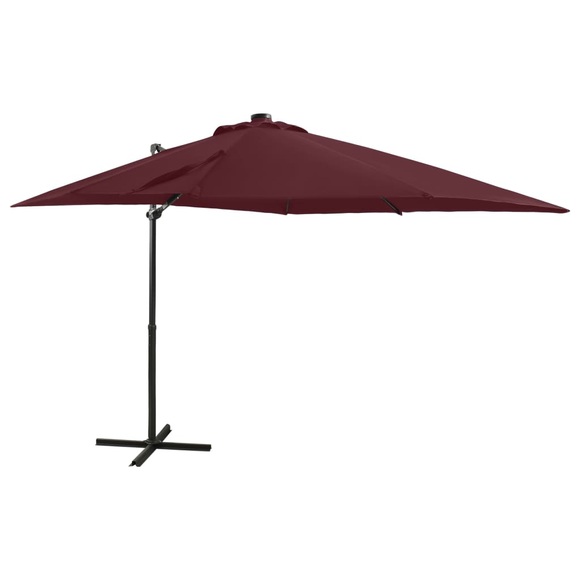 vidaXL Ampelschirm mit Mast und LED-Leuchten Bordeauxrot 250 cm