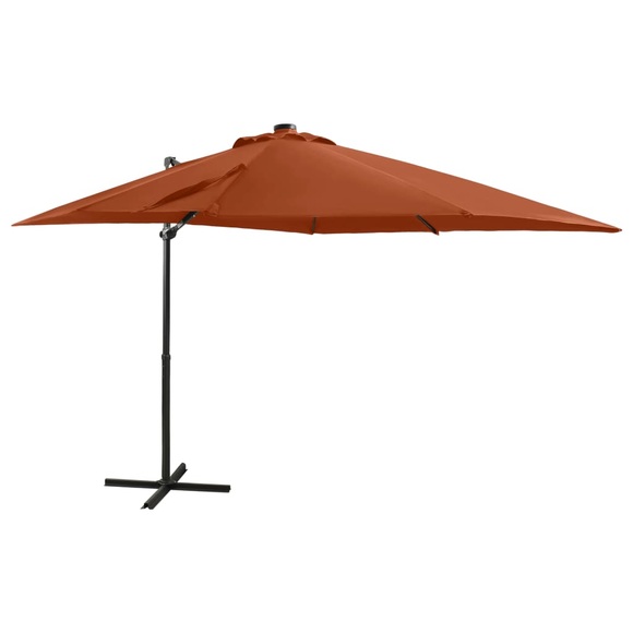 vidaXL Ampelschirm mit Mast und LED-Leuchten Terracotta-Rot 250 cm