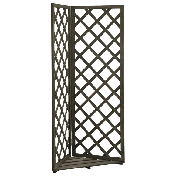 vidaXL Eck-Spalier Grau 50x50x145 cm Massivholz Tanne