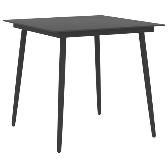 vidaXL Garten-Esstisch Schwarz 80x80x74 cm Stahl und Glas